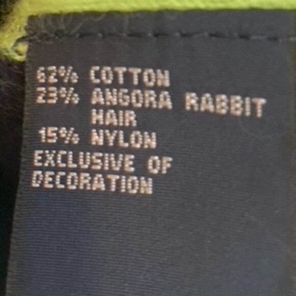 Vintage H Hilfiger Angora Navy and Lime Short Sleeve Sweater - Picture 4 of 6